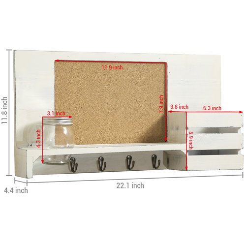 Latitude Run® Wall Organizer w/ Mail Storage / Key Hooks Wayfair